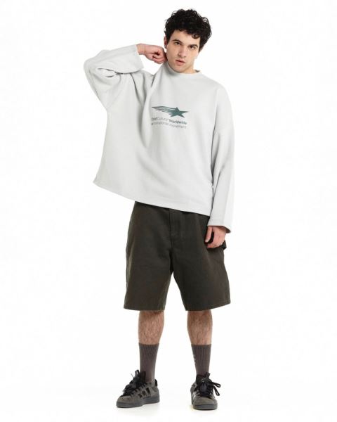 Cold Culture Falling Star Crewneck Sweatshirts Light Grey | 42758-VXOP