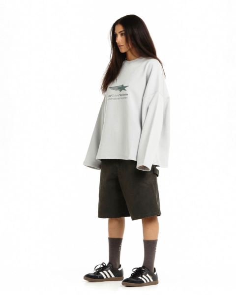 Cold Culture Falling Star Crewneck Sweatshirts Light Grey | 42758-VXOP