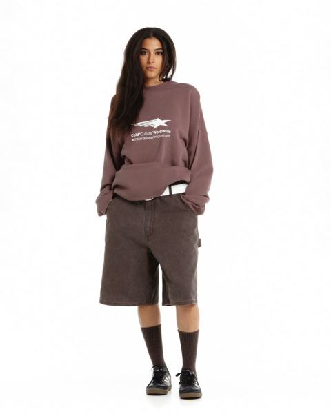 Cold Culture Falling Star Crewneck Sweatshirts Grey Purple | 93028-UASP