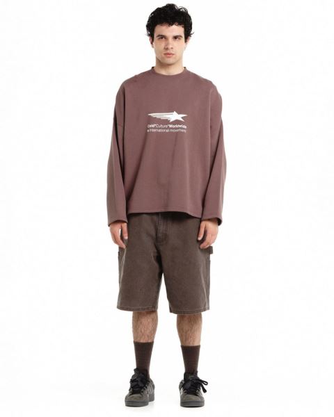 Cold Culture Falling Star Crewneck Sweatshirts Grey Purple | 93028-UASP