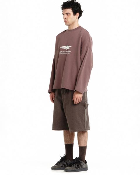 Cold Culture Falling Star Crewneck Sweatshirts Grey Purple | 93028-UASP