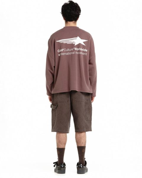 Cold Culture Falling Star Crewneck Sweatshirts Grey Purple | 93028-UASP