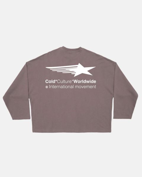 Cold Culture Falling Star Crewneck Sweatshirts Grey Purple | 93028-UASP
