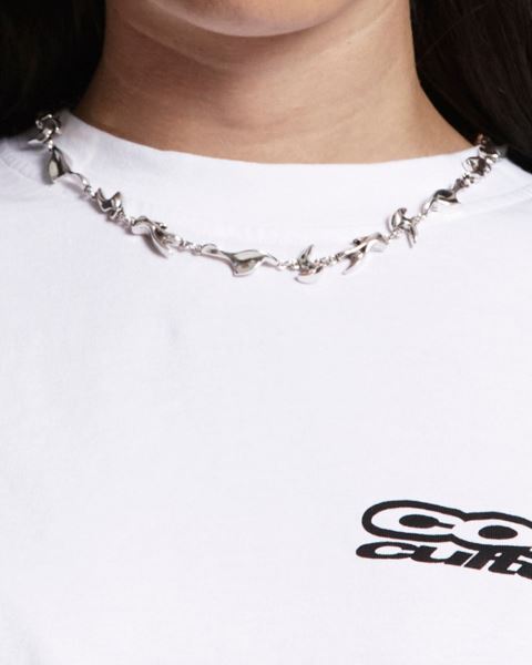 Cold Culture Fins Necklace Jewelry Silver White | 89340-OEAG