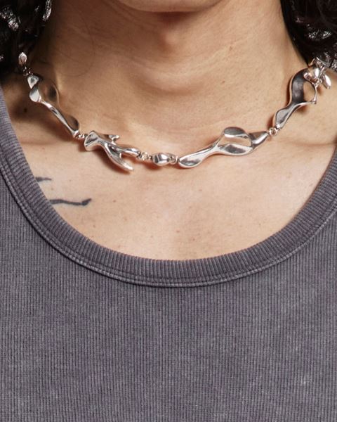 Cold Culture Fins Necklace Wide Jewelry Silver Orange | 13984-TASH