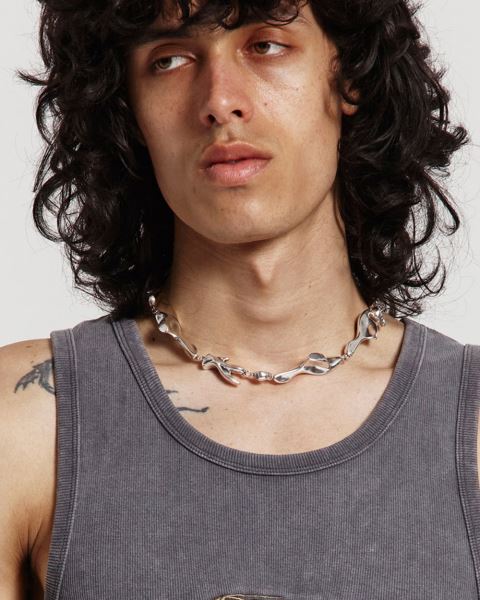 Cold Culture Fins Necklace Wide Jewelry Silver Orange | 13984-TASH
