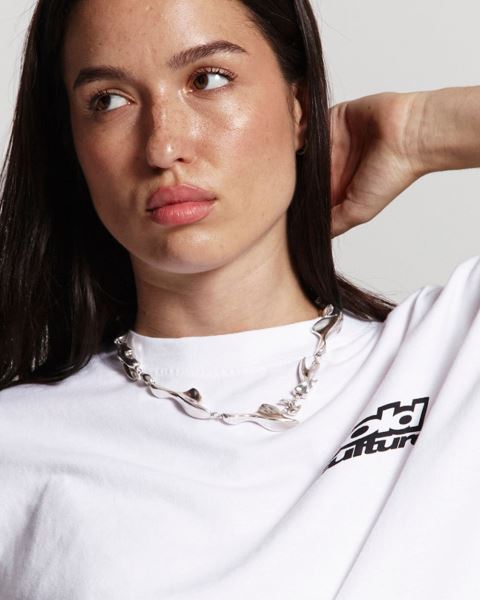 Cold Culture Fins Necklace Wide Jewelry Silver Orange | 13984-TASH