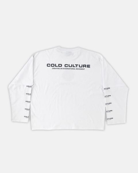Cold Culture Fire Earth Long Sleeve T Shirt White | 24307-AMYR
