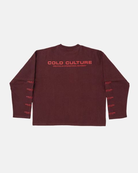 Cold Culture Fire Earth Long Sleeve T Shirt Red | 52614-CHTA