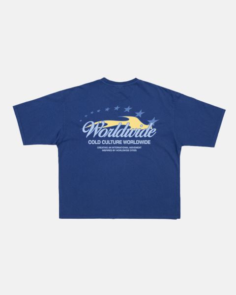 Cold Culture Flame T Shirt Light Blue | 32915-CMZL