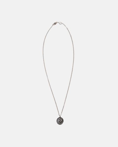 Cold Culture Floral Motif Necklace Jewelry Silver Black | 76324-IGJD