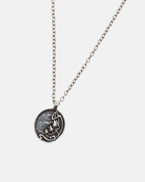 Cold Culture Floral Motif Necklace Jewelry Silver Black | 76324-IGJD