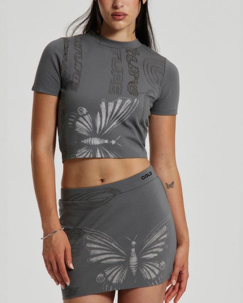 Cold Culture Flying T Shirt Grey | 89036-IHVC