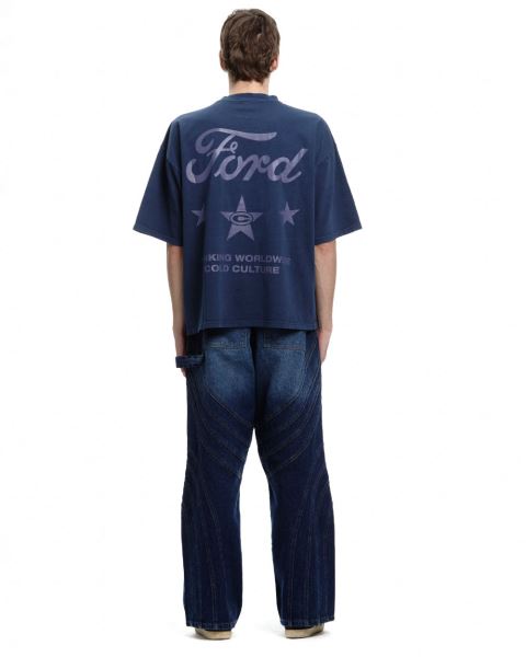 Cold Culture Ford Stars T Shirt Blue | 63502-PJIF
