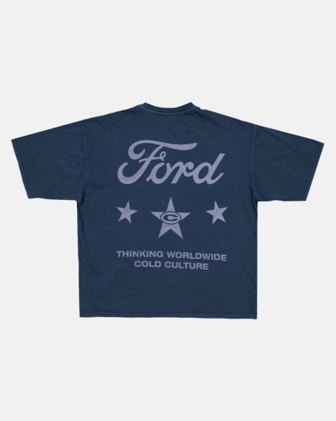 Cold Culture Ford Stars T Shirt Blue | 63502-PJIF