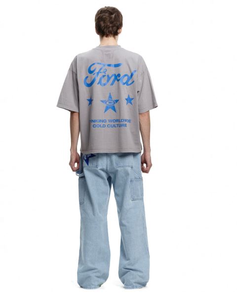 Cold Culture Ford Stars T Shirt Light Grey | 96710-ROFM