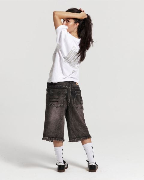 Cold Culture Frayed V2 Shorts Black Grey Blue | 80429-ILRN