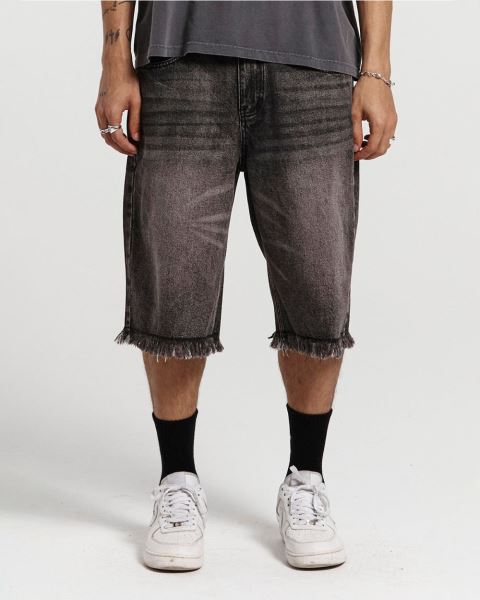 Cold Culture Frayed V2 Shorts Black Grey Blue | 80429-ILRN