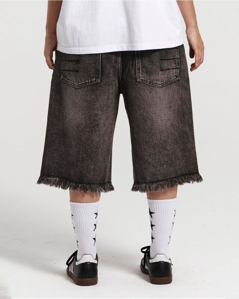 Cold Culture Frayed V2 Shorts Black Grey Blue | 80429-ILRN