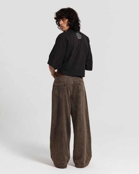 Cold Culture Frayed Waistband Jeans Dust Grey Denim Pants Grey Blue | 89457-RZGE