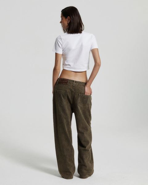 Cold Culture Frayed Waistband Jeans Dust Grey Denim Pants Grey Blue | 89457-RZGE