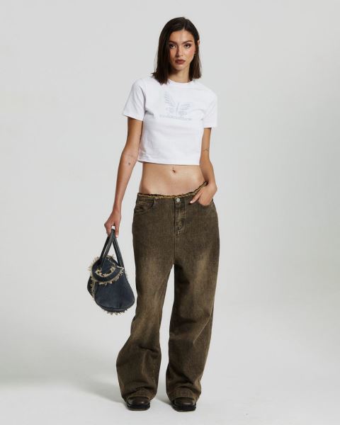Cold Culture Frayed Waistband Jeans Dust Grey Denim Pants Grey Blue | 89457-RZGE