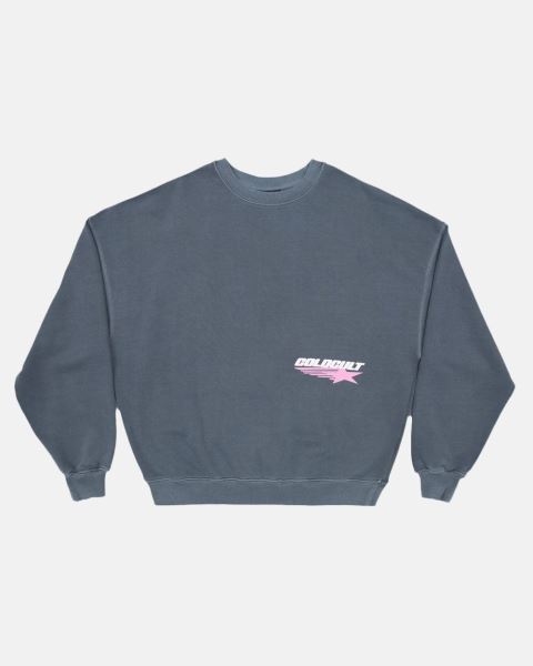 Cold Culture Galactic Glide Crewneck Sweatshirts Dark Blue | 49318-KBZS