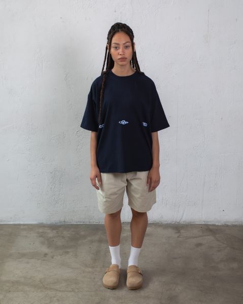 Cold Culture Globe T Shirt Blue Grey | 76850-WIQX