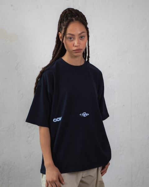 Cold Culture Globe T Shirt Blue Grey | 76850-WIQX