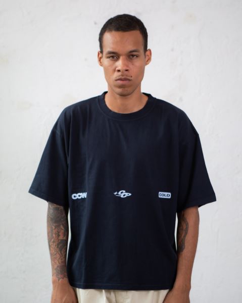 Cold Culture Globe T Shirt Blue Grey | 76850-WIQX