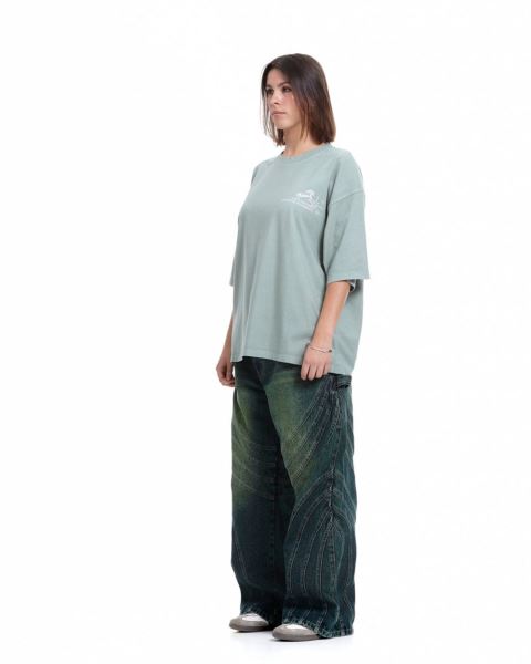 Cold Culture Horses T Shirt Beige Green | 46203-OWEB