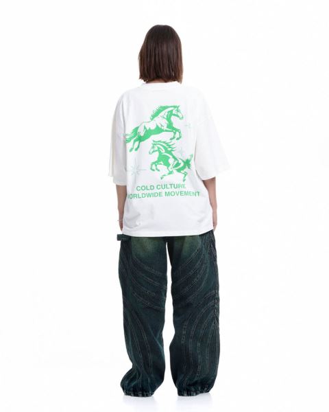 Cold Culture Horses T Shirt White | 27809-OLPV