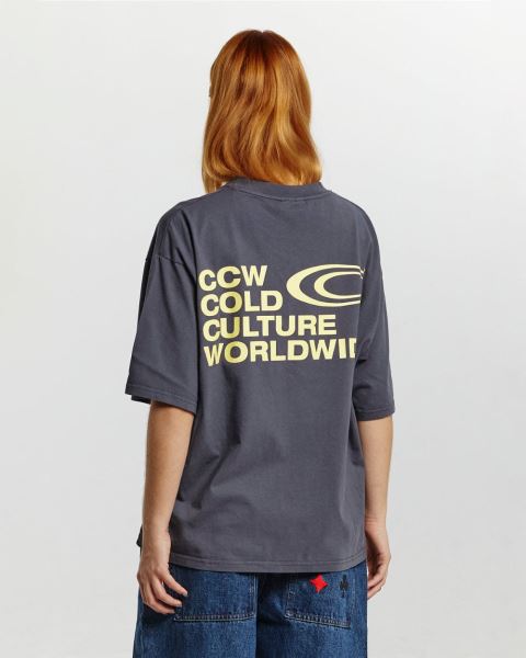 Cold Culture Industrial T Shirt Dark Blue | 15470-XPNW