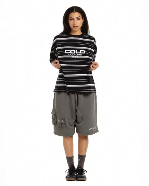 Cold Culture International Stars T Shirt Grey | 58246-ESXW