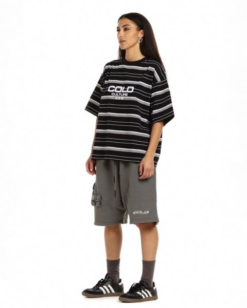 Cold Culture International Stars T Shirt Grey | 58246-ESXW