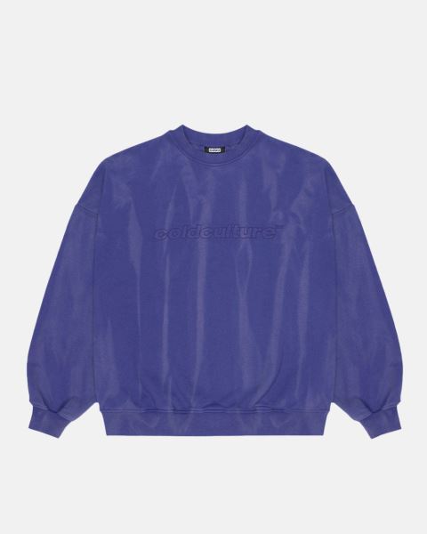 Cold Culture Italic Embroidered Crewneck Sweatshirts Purple | 97364-WYPI