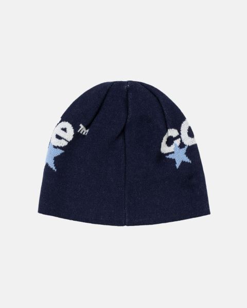 Cold Culture Italic Stars Beanie Dark Blue | 81475-YRSN