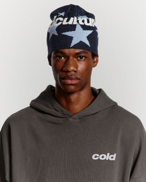 Cold Culture Italic Stars Beanie Dark Blue | 81475-YRSN