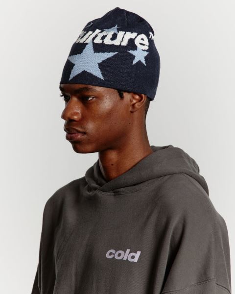 Cold Culture Italic Stars Beanie Dark Blue | 81475-YRSN