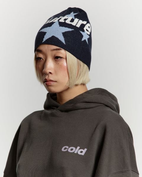 Cold Culture Italic Stars Beanie Dark Blue | 81475-YRSN