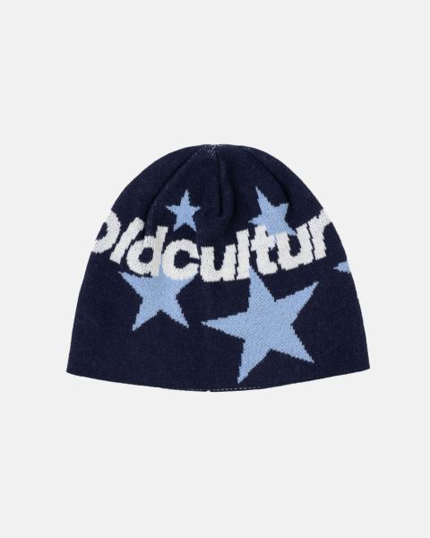 Cold Culture Italic Stars Beanie Dark Blue | 81475-YRSN