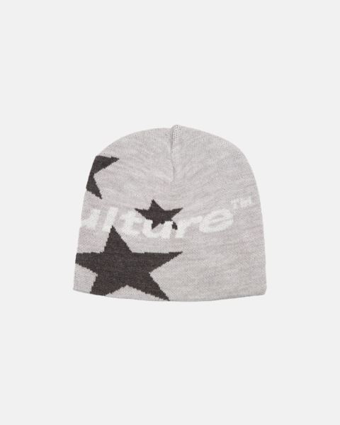 Cold Culture Italic Stars Beanie Light Grey | 37045-BTQI