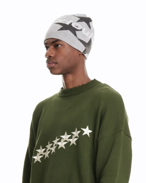 Cold Culture Italic Stars Beanie Light Grey | 37045-BTQI