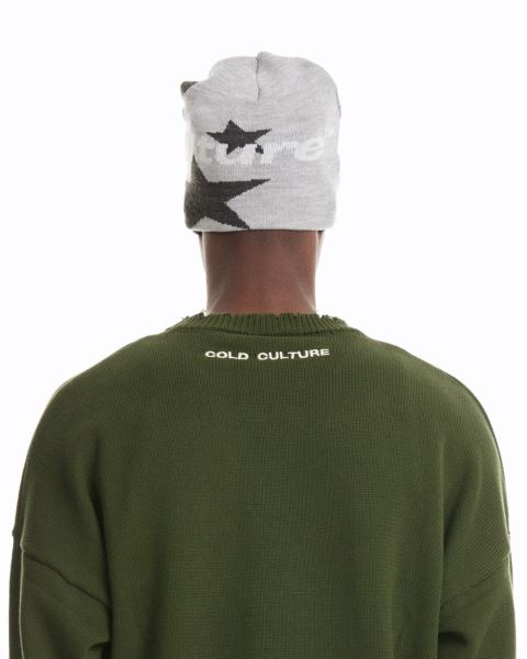 Cold Culture Italic Stars Beanie Light Grey | 37045-BTQI