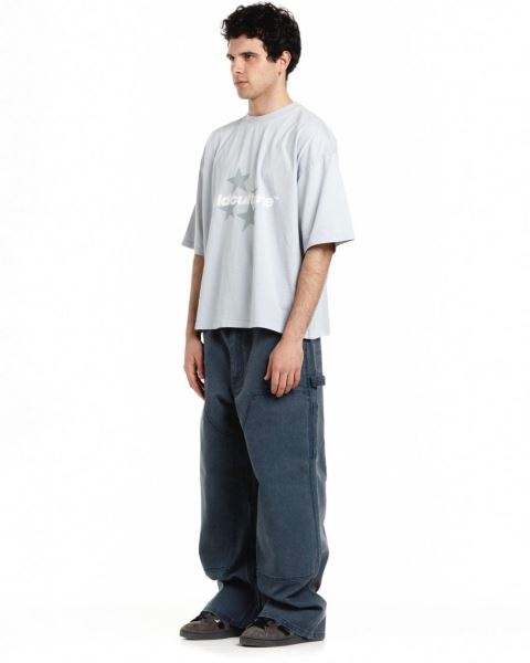 Cold Culture Italic Stars T Shirt Blue | 76521-XQKF