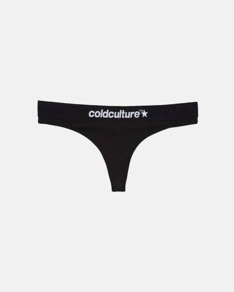 Cold Culture Italic Thong Black (2 Pack) Underwear Black | 01856-OAST