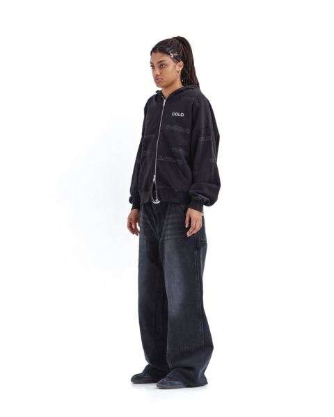 Cold Culture Languages Zip Hoodie Black | 90527-HWXP