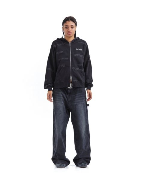 Cold Culture Languages Zip Hoodie Black | 90527-HWXP