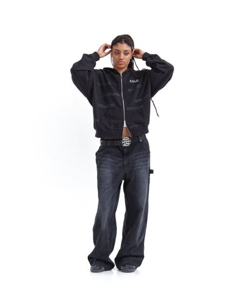 Cold Culture Languages Zip Hoodie Black | 90527-HWXP
