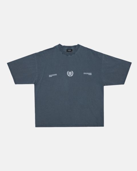 Cold Culture Laurel World T Shirt Dark Blue | 24193-QZKC